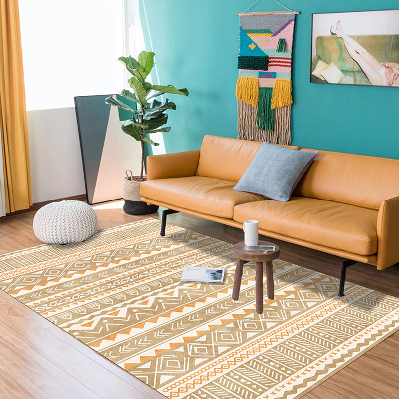 Avelena | Indische Americana Indoor-Teppich Gestreifter Diamant Geometrisch Synthetisch Fleckenresistent Maschinengewebter Teppich für den Kaminbereich