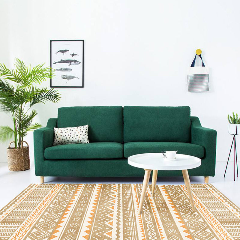 Avelena | Indische Americana Indoor-Teppich Gestreifter Diamant Geometrisch Synthetisch Fleckenresistent Maschinengewebter Teppich für den Kaminbereich