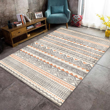 Avelena | Indische Americana Indoor-Teppich Gestreifter Diamant Geometrisch Synthetisch Fleckenresistent Maschinengewebter Teppich für den Kaminbereich