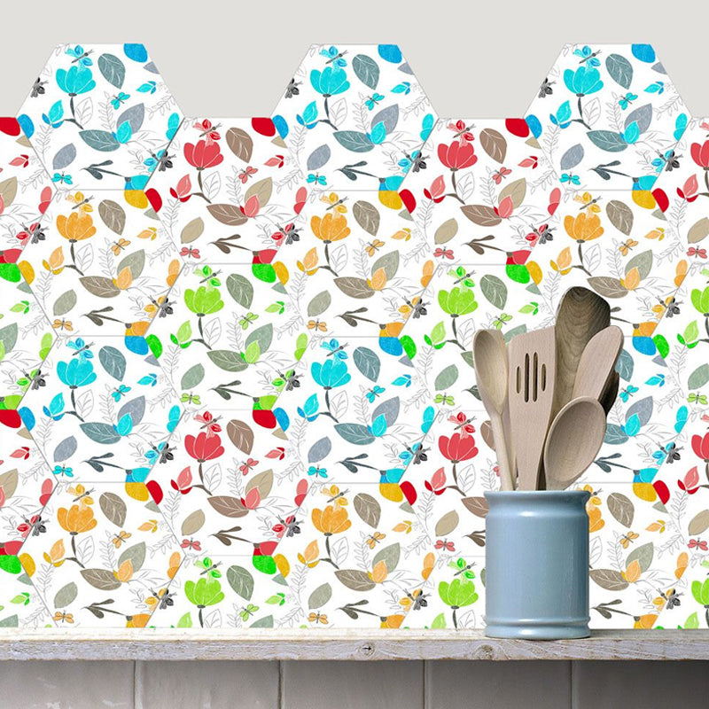 Avelena | Aquarellblumen Selbstklebende Tapetpanels Gelb-Blau Landhausstil Wanddekoration