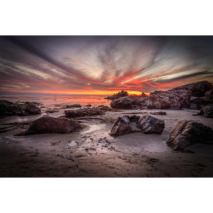 Avelena | Giant Modernist Mural Wallpaper Brown Tidal Flats With Evening Glow Sky Wall Art