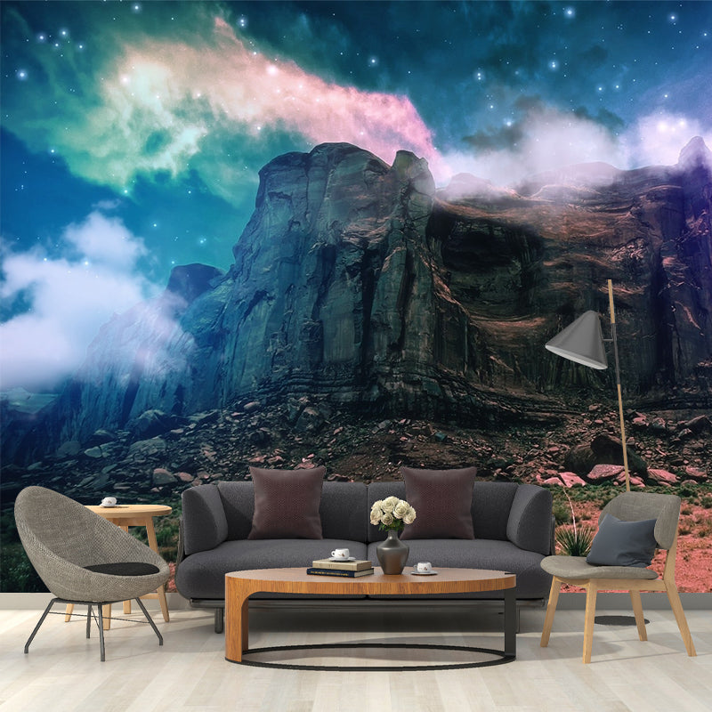 Avelena | Magic Mountain Front View Wandbild für Kinderzimmer, Blau-Blau, Personalisierte Größe Verfügbar