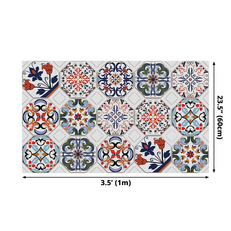 Avelena | Mandala-Fliesen-Wandpaneel-Set In Blau Pvc-Wandkunst, Abziehen und Kleben, 3,5' X 8"