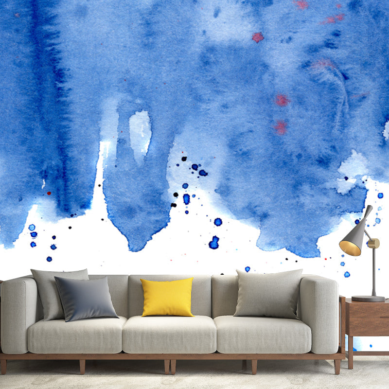 Avelena | Minimalistische Ästhetik Aquarell Wandgemälde Blau Schmelzendes Bild Wandverkleidung für Flur