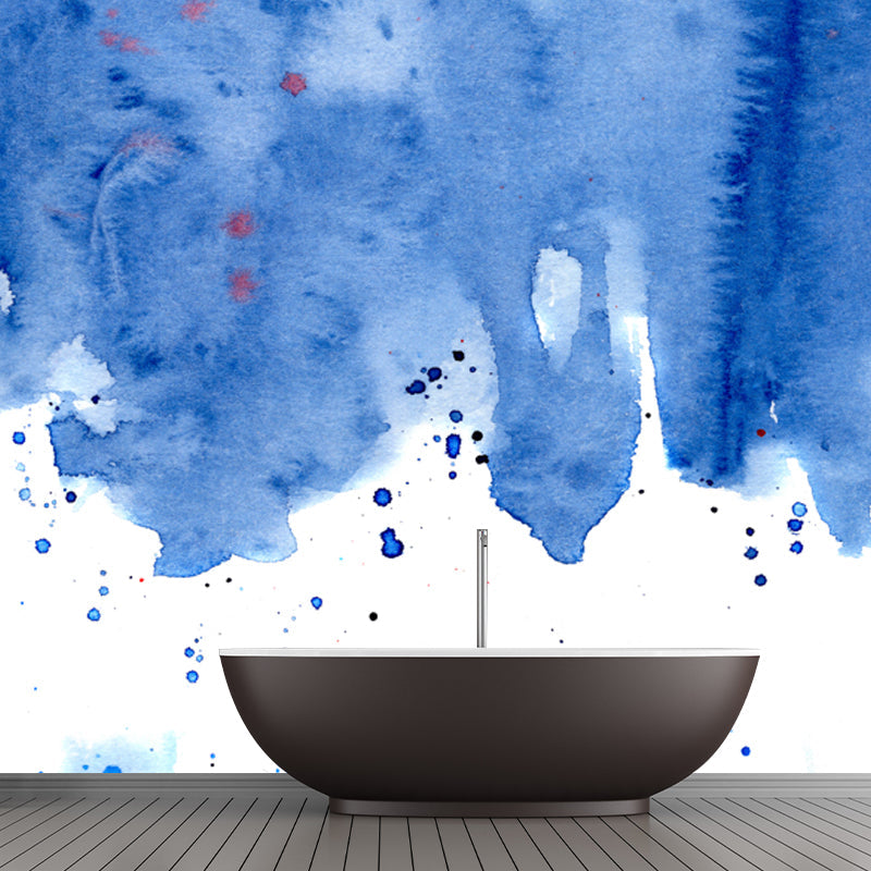 Avelena | Minimalistische Ästhetik Aquarell Wandgemälde Blau Schmelzendes Bild Wandverkleidung für Flur