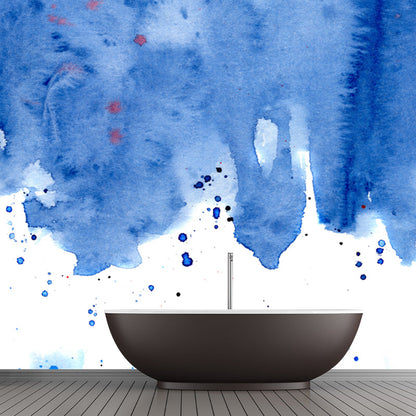 Avelena | Minimalistische Ästhetik Aquarell Wandgemälde Blau Schmelzendes Bild Wandverkleidung für Flur