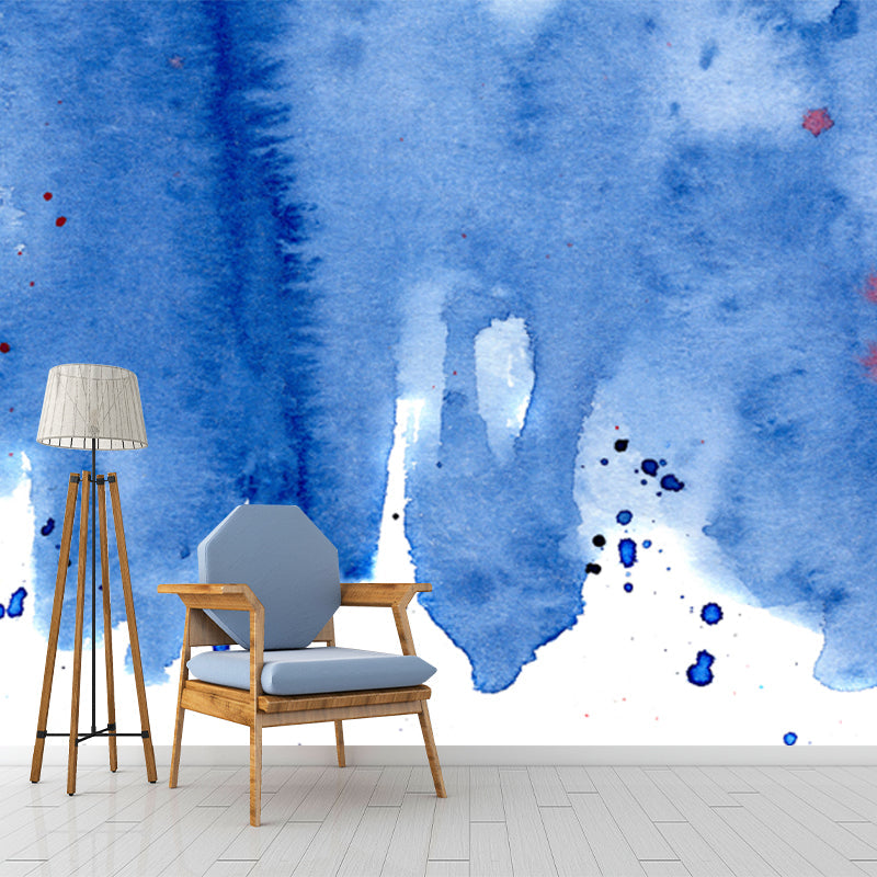 Avelena | Minimalistische Ästhetik Aquarell Wandgemälde Blau Schmelzendes Bild Wandverkleidung für Flur