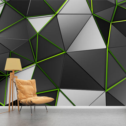 Avelena | Zeitgenössische Origami Tapete Mural Grau 3D Geometrie Wandkunst für Jungen Schlafzimmer