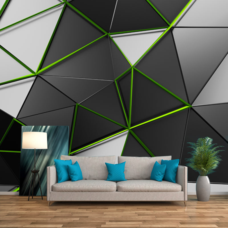 Avelena | Zeitgenössische Origami Tapete Mural Grau 3D Geometrie Wandkunst für Jungen Schlafzimmer