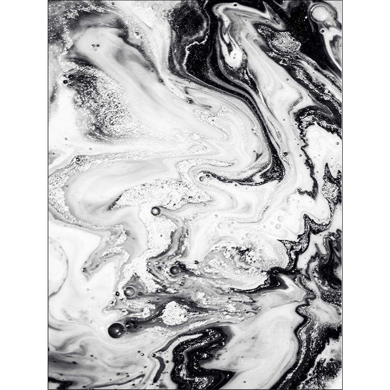 Avelena | Schwarzer und Weißer Schlafzimmerteppich Moderner Abstract Bubbles Tinte Malerei Muster Teppich Polyester Waschbarer Teppich
