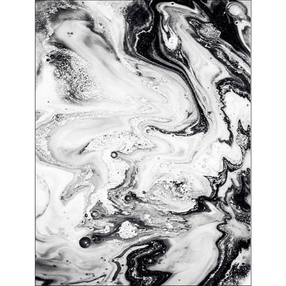 Avelena | Schwarzer und Weißer Schlafzimmerteppich Moderner Abstract Bubbles Tinte Malerei Muster Teppich Polyester Waschbarer Teppich