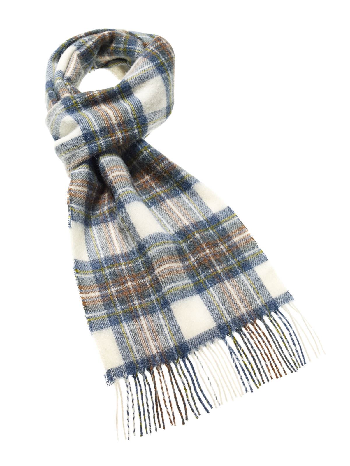 Avelena | Tartan Schafwollschal Gedämpftes Blau Stewart