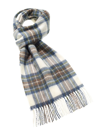 Avelena | Tartan Schafwollschal Gedämpftes Blau Stewart