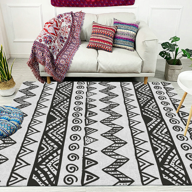 Avelena | Americana Southwestern Teppich Im Grauen Dreieck-Diamant-Muster Teppich Polyester Haustierfreundlicher Teppich für Wohnkultur
