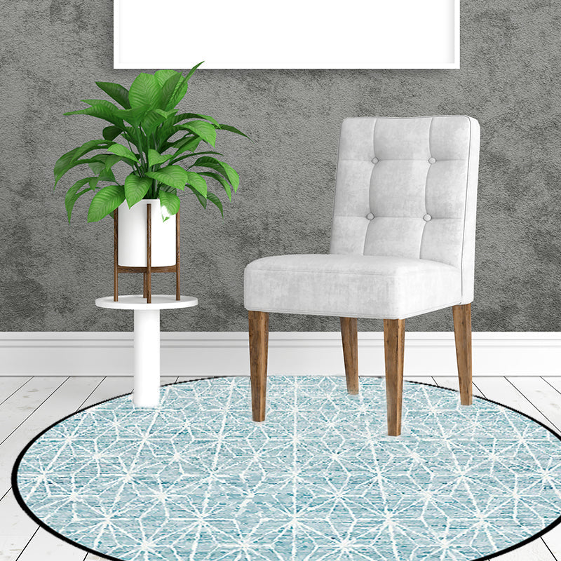Avelena | Runder Teppich Southwestern Einfach Geometrisch Gitter Tribal Bodenbelag Polyester Rutschfest Fleckenresistent Teppich