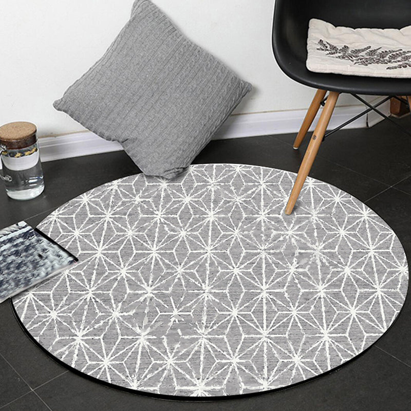 Avelena | Runder Teppich Southwestern Einfach Geometrisch Gitter Tribal Bodenbelag Polyester Rutschfest Fleckenresistent Teppich