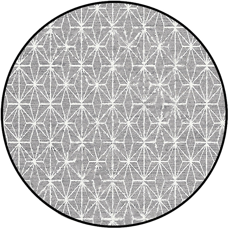 Avelena | Runder Teppich Southwestern Einfach Geometrisch Gitter Tribal Bodenbelag Polyester Rutschfest Fleckenresistent Teppich