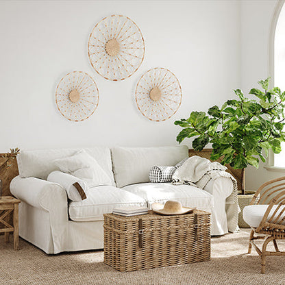 Avelena | Runde Rattan Wandkunst, Set mit 3