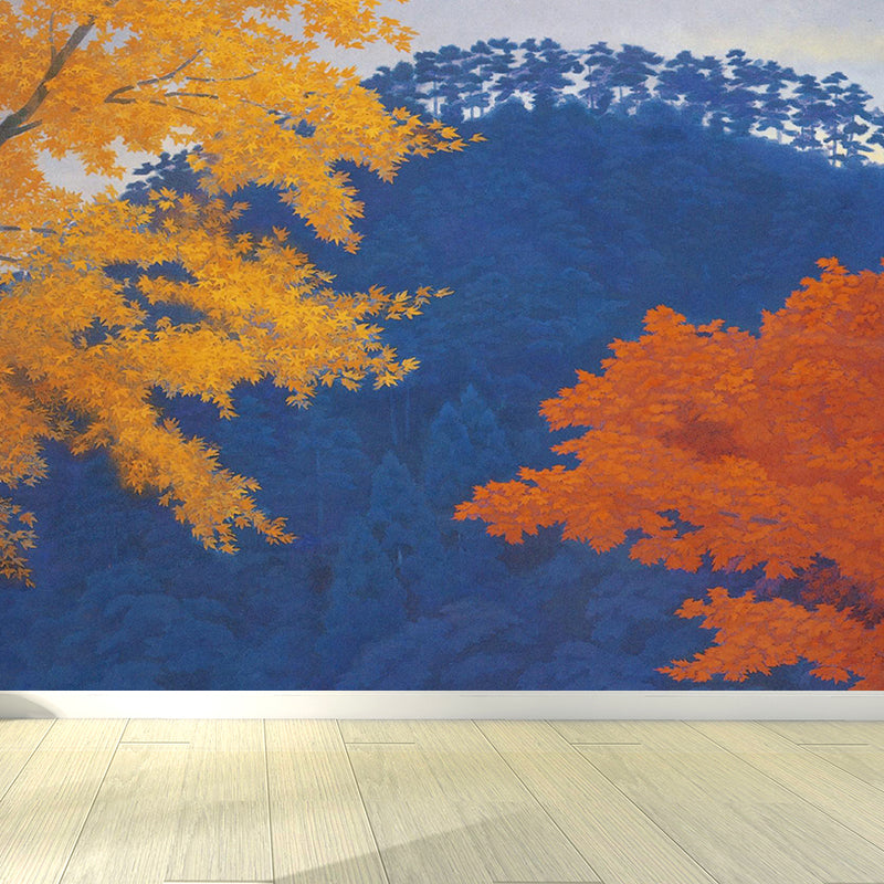 Avelena | Extra Großer Ahornbaum Mural Tapete Moderne Entspannende Wald Wandverkleidung In Blau