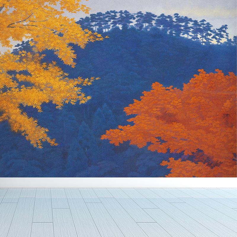 Avelena | Extra Großer Ahornbaum Mural Tapete Moderne Entspannende Wald Wandverkleidung In Blau
