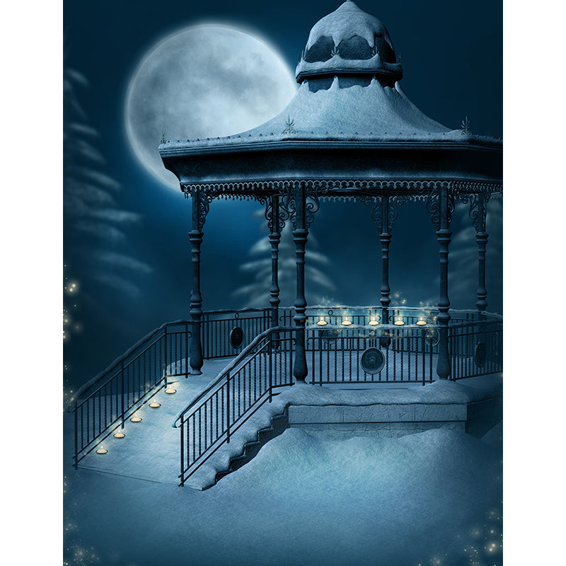 Avelena | Ruhige Verschneite Pavillon Wandtapete für Esszimmer Winter Wanddekoration, Individuell Angepasst