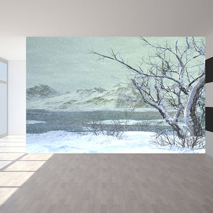 Avelena | Illustrationsstil Winter Hills Wandmural Riesen Wanddekor für Das Esszimmer, Maßanfertigung