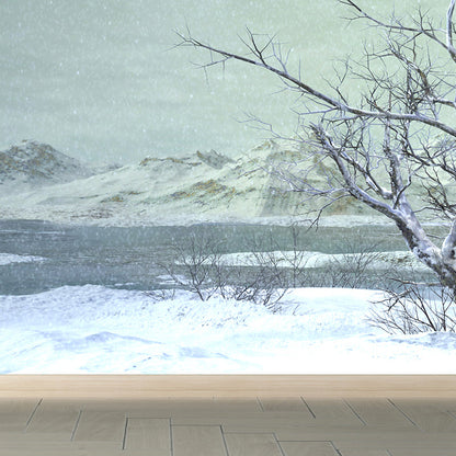 Avelena | Illustrationsstil Winter Hills Wandmural Riesen Wanddekor für Das Esszimmer, Maßanfertigung