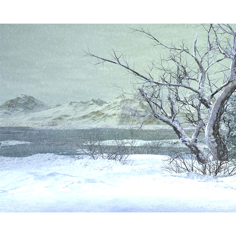 Avelena | Illustrationsstil Winter Hills Wandmural Riesen Wanddekor für Das Esszimmer, Maßanfertigung