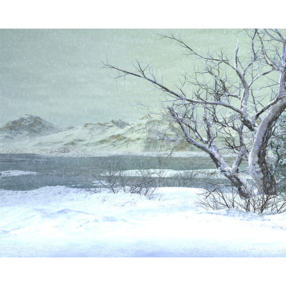 Avelena | Illustrationsstil Winter Hills Wandmural Riesen Wanddekor für Das Esszimmer, Maßanfertigung