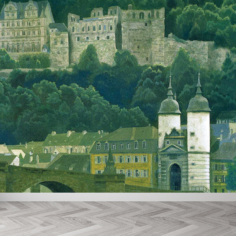 Avelena | Waschbare Waldschloss Wandtattoo Personalisierte Moderne Wandverkleidung für Gästezimmer