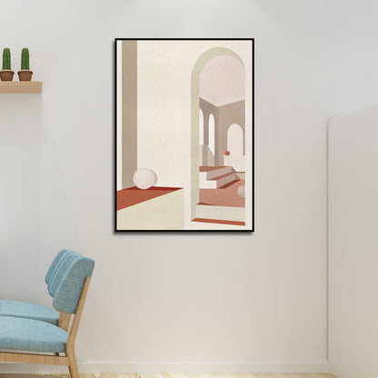 Avelena | Home Interior View Art Print Zeitgenössische Texturierte Wohnzimmer Eingewickelte Leinwand In Heller Farbe