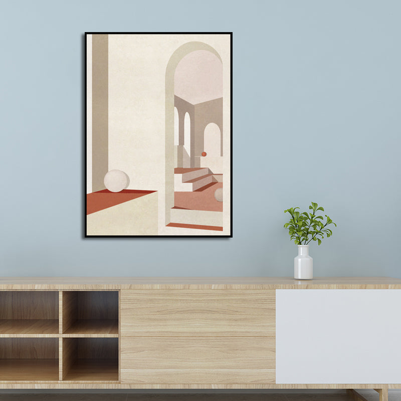 Avelena | Home Interior View Art Print Zeitgenössische Texturierte Wohnzimmer Eingewickelte Leinwand In Heller Farbe