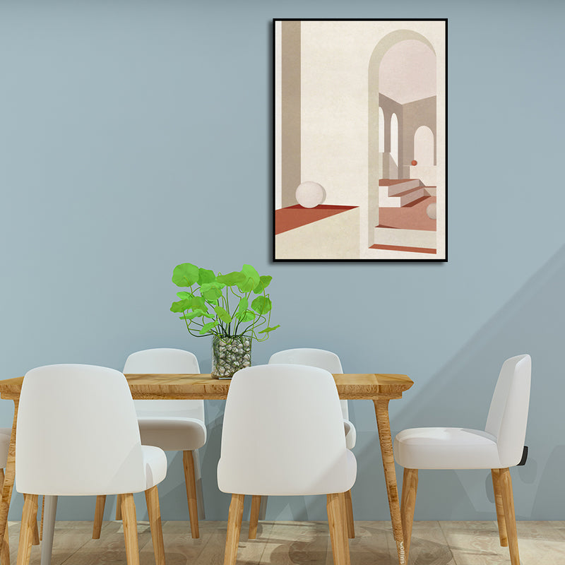 Avelena | Home Interior View Art Print Zeitgenössische Texturierte Wohnzimmer Eingewickelte Leinwand In Heller Farbe