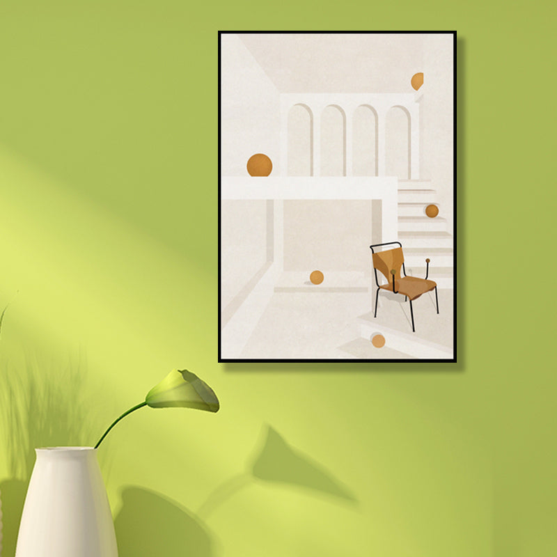 Avelena | Home Interior View Art Print Zeitgenössische Texturierte Wohnzimmer Eingewickelte Leinwand In Heller Farbe
