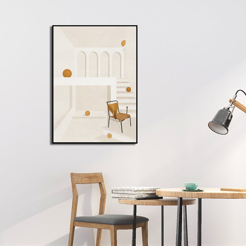 Avelena | Home Interior View Art Print Zeitgenössische Texturierte Wohnzimmer Eingewickelte Leinwand In Heller Farbe