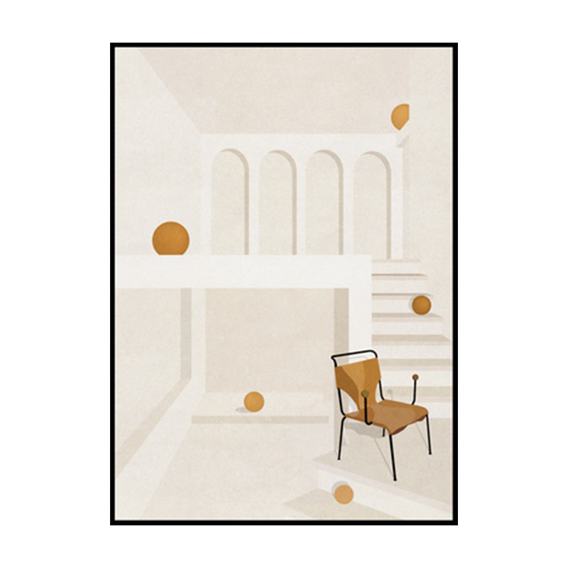 Avelena | Home Interior View Art Print Zeitgenössische Texturierte Wohnzimmer Eingewickelte Leinwand In Heller Farbe