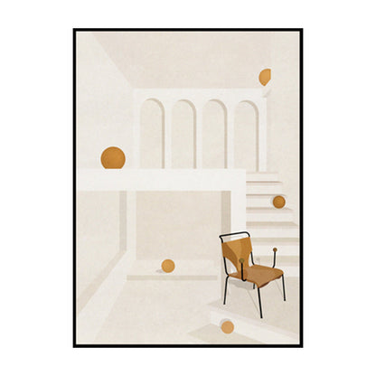 Avelena | Home Interior View Art Print Zeitgenössische Texturierte Wohnzimmer Eingewickelte Leinwand In Heller Farbe