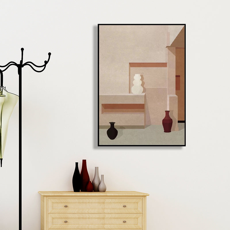 Avelena | Home Interior View Art Print Zeitgenössische Texturierte Wohnzimmer Eingewickelte Leinwand In Heller Farbe