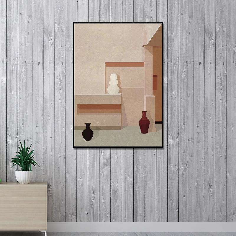 Avelena | Home Interior View Art Print Zeitgenössische Texturierte Wohnzimmer Eingewickelte Leinwand In Heller Farbe
