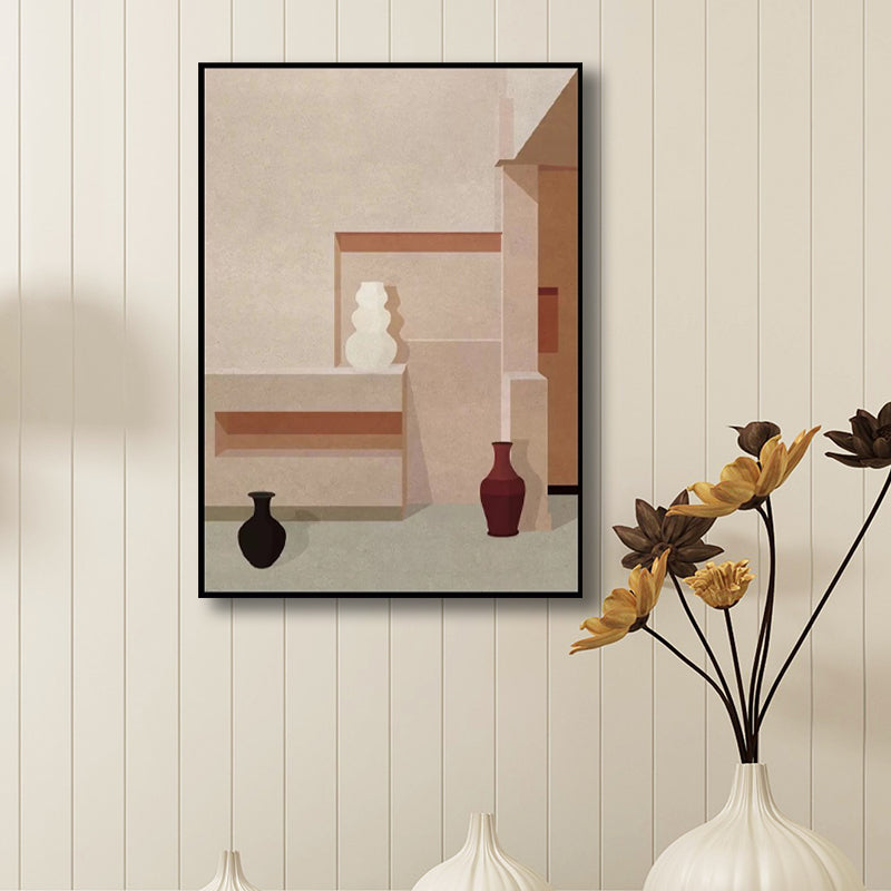 Avelena | Home Interior View Art Print Zeitgenössische Texturierte Wohnzimmer Eingewickelte Leinwand In Heller Farbe