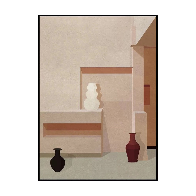 Avelena | Home Interior View Art Print Zeitgenössische Texturierte Wohnzimmer Eingewickelte Leinwand In Heller Farbe