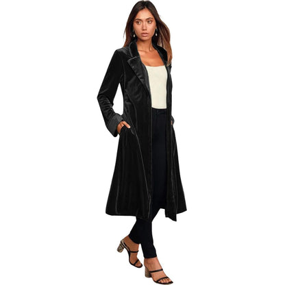 Avelena | Luxus Extra Lange Samtjacke mit Tasche