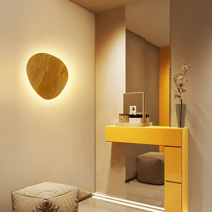 Avelena | Moderne Minimalistische Runde Irreguläre Oval Holz LED Wandleuchte Lampe Für Wohnzimmer