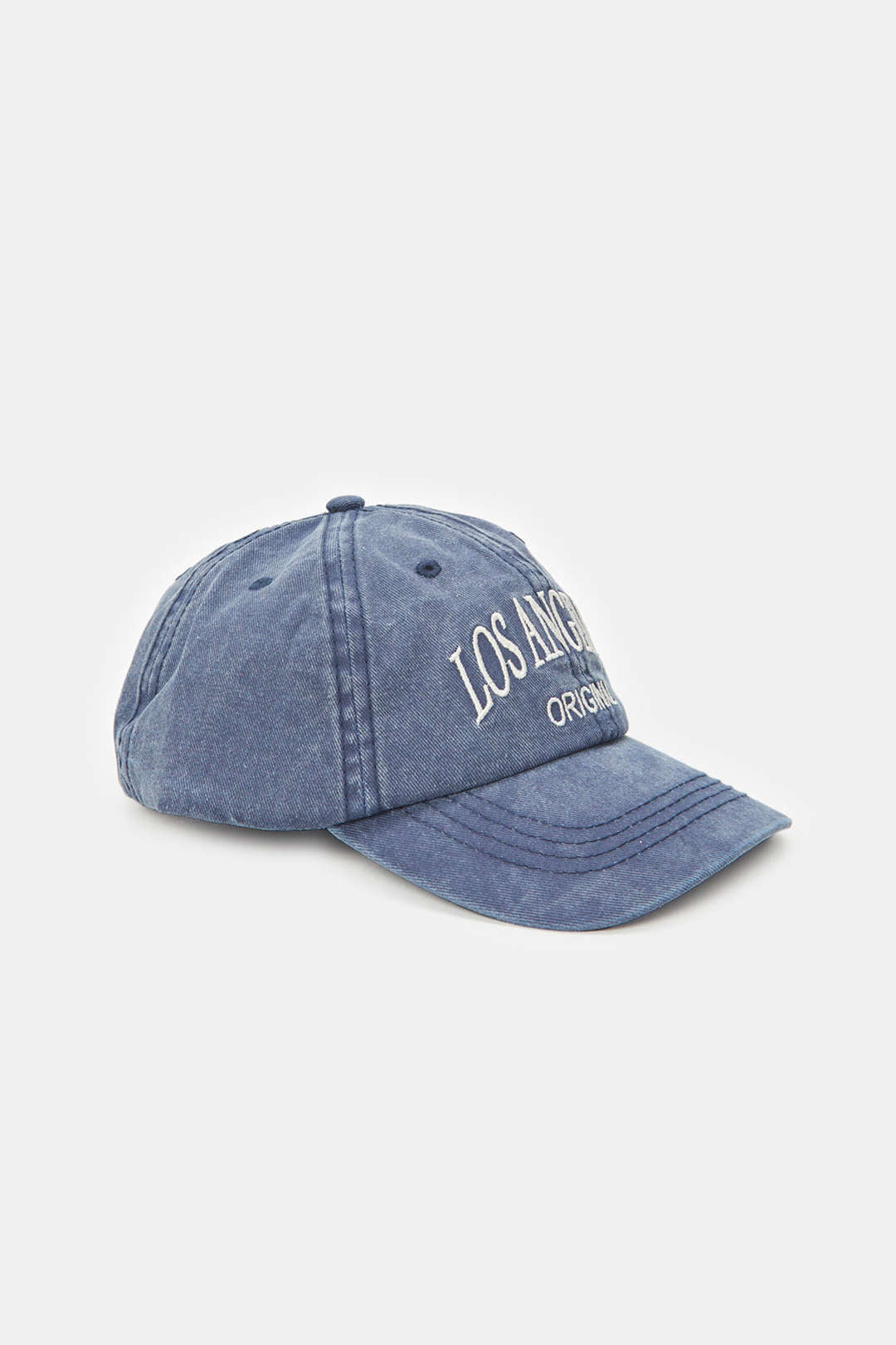 Denim baseball cap met briefopdruk