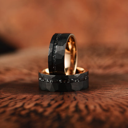 Avelena | 8Mm Schwarze Turmalin Wolframkarbid Ring