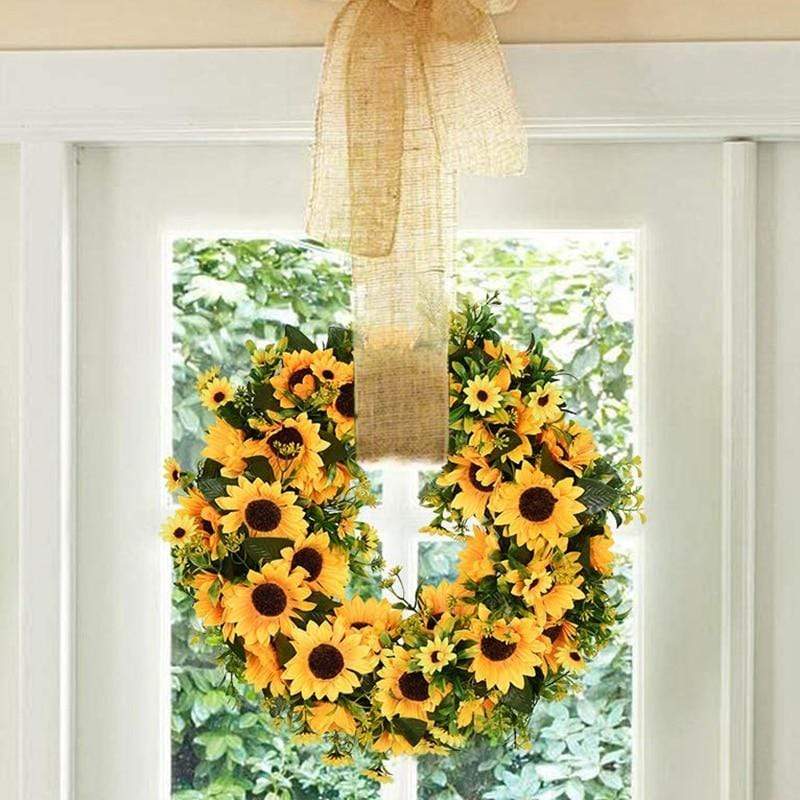 Avelena | 16'' Goldene Künstliche Sonnenblumenkranz