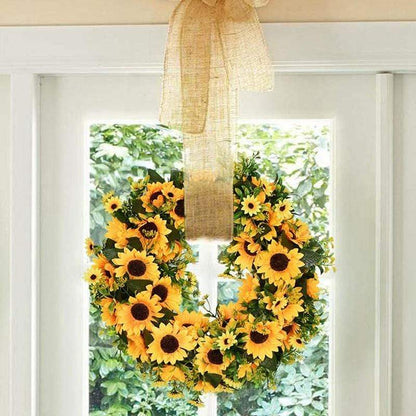 Avelena | 16'' Goldene Künstliche Sonnenblumenkranz