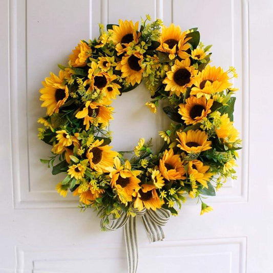 Avelena | 16'' Goldene Künstliche Sonnenblumenkranz