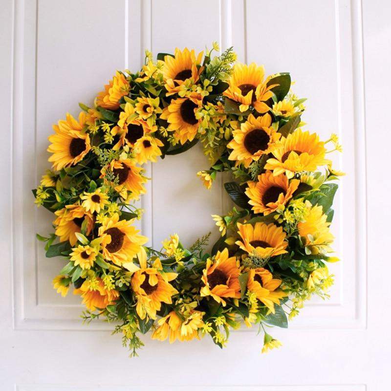 Avelena | 16'' Goldene Künstliche Sonnenblumenkranz