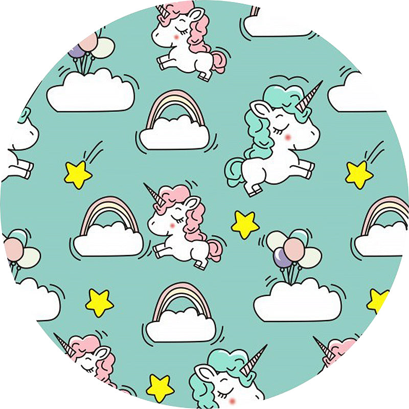 Avelena | Rosa und Blaue Kinderteppich Polyester Einhorn und Regenbogen Druck Teppich Waschbar Rutschfeste Rückseite Teppich für Kinderzimmer